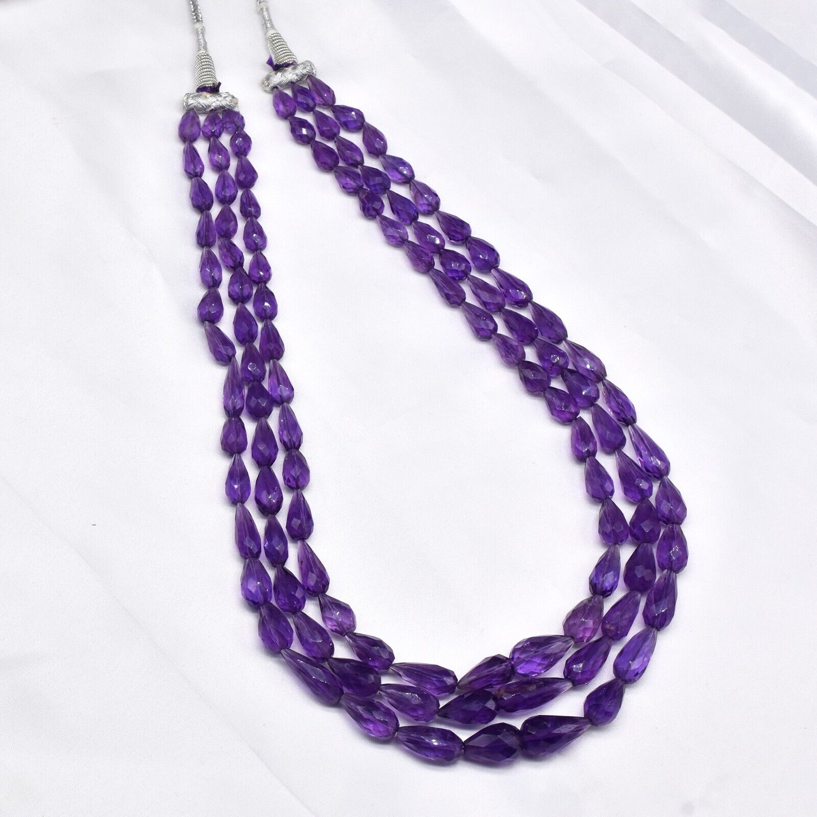 Top Amethyst Beaded Drops 3 L 526 Ct Natural Drilled Gemstone String Bunch