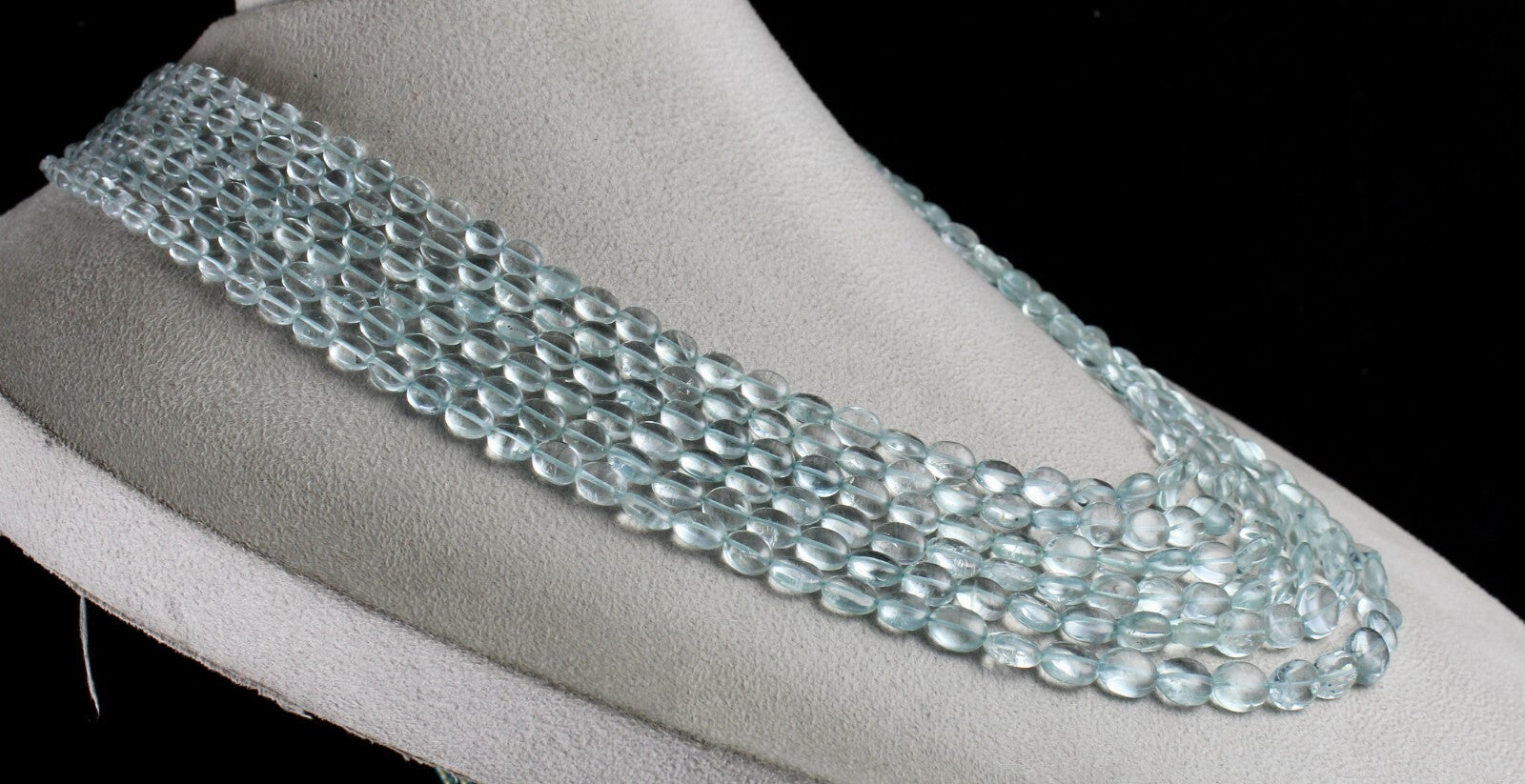 Certified Natural Aquamarine 603 Ct Beads Blue Gemstone Necklace For Women