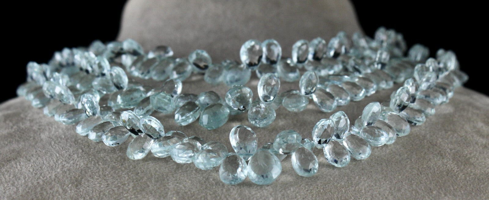 Certified Natural Blue Aquamarine Teardrop Beads Necklace 614 Ct Statement