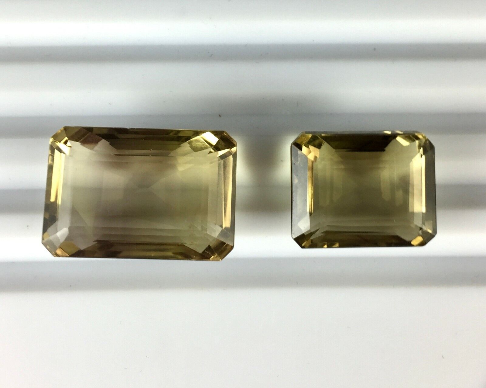 Natural Lemon Smoky Quartz Octagon Cut 2 Pcs 101.70 Carats Big Gemstone Pendant