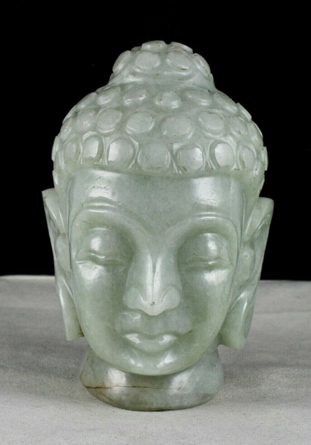 NATURAL INDIAN JADE BUDDHA HEAD 6.5" 10960 CARATS GEMSTONE STATUE FOR HOME DECOR