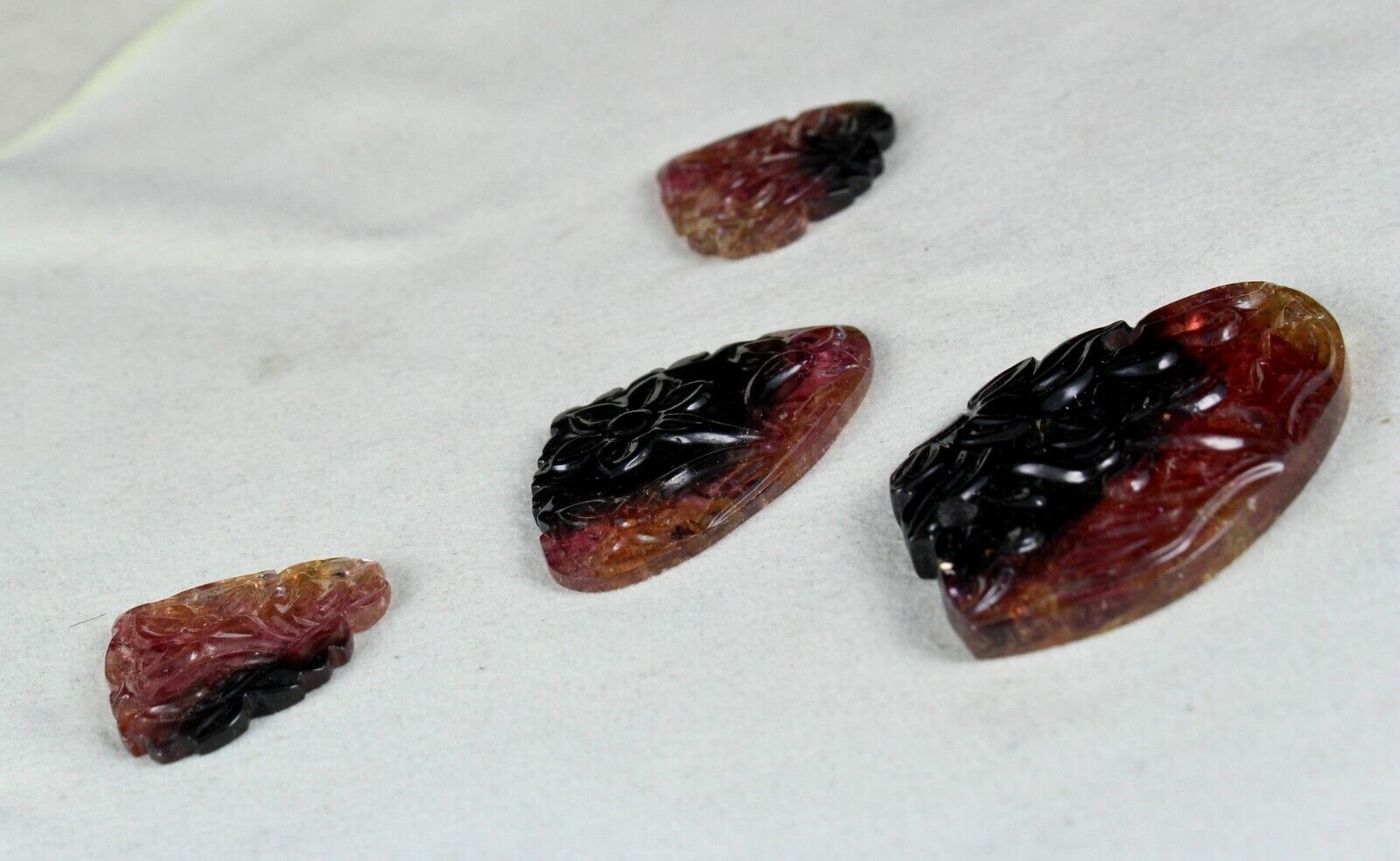 RARE NATURAL MULTI BI TOURMALINE CARVED 4 PCS 189.30 CARATS GEMSTONE DESIGN SET