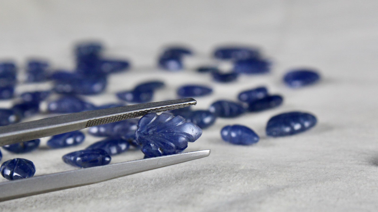 Certified Natural Unheated Burma Blue Sapphire 129ct Carved Leaves 64pc Gemstone
