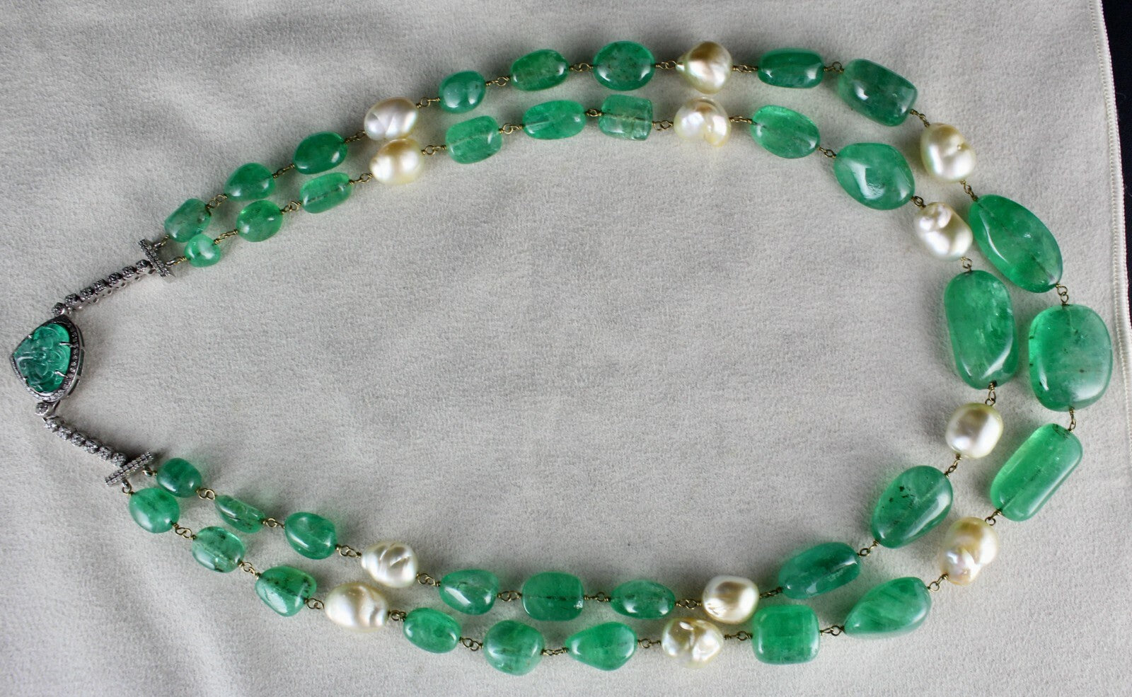 Certified Estate Aaa+ Natural Colombian Emerald 670 Ct Beads Necklace For Women