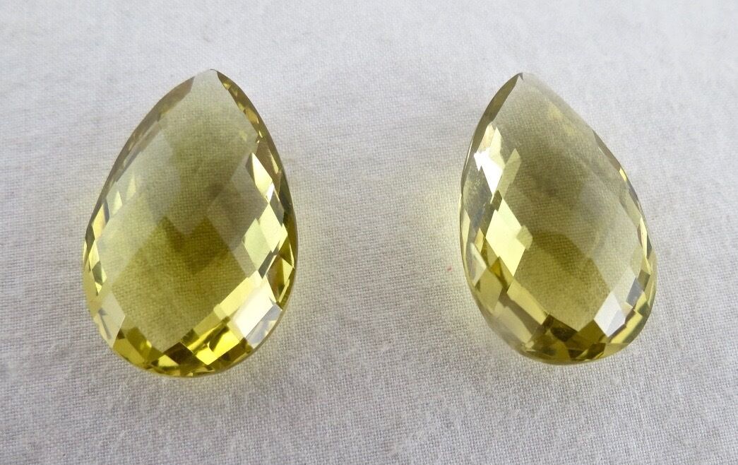 NATURAL LEMON QUARTZ FACETED PEAR PAIR 25 MM BIG 45 CARATS GEMSTONE FOR EARRING