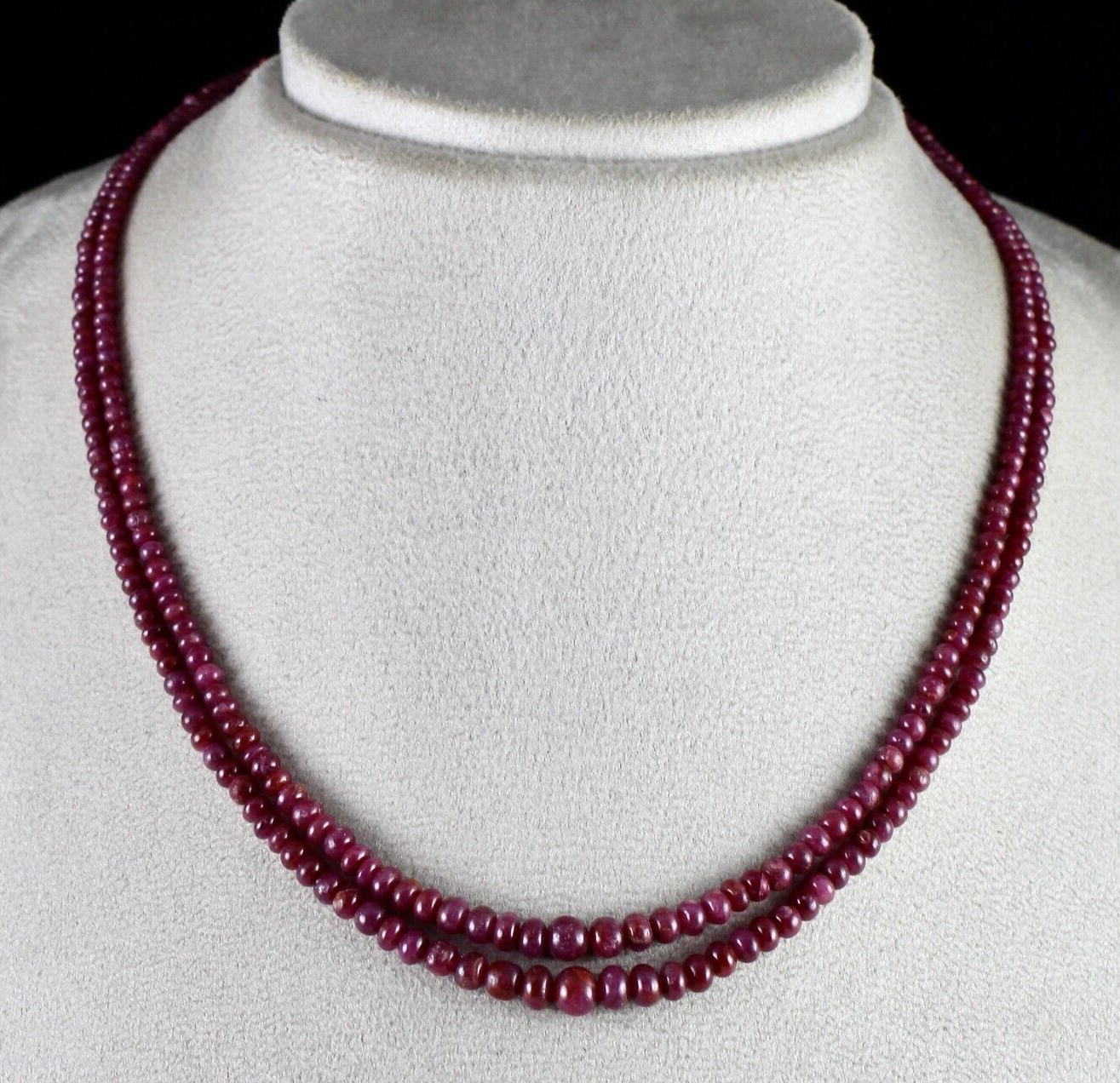 Natural Untreated Ruby Beads 129ct Round Red Gemstone Fashion Necklace For Women