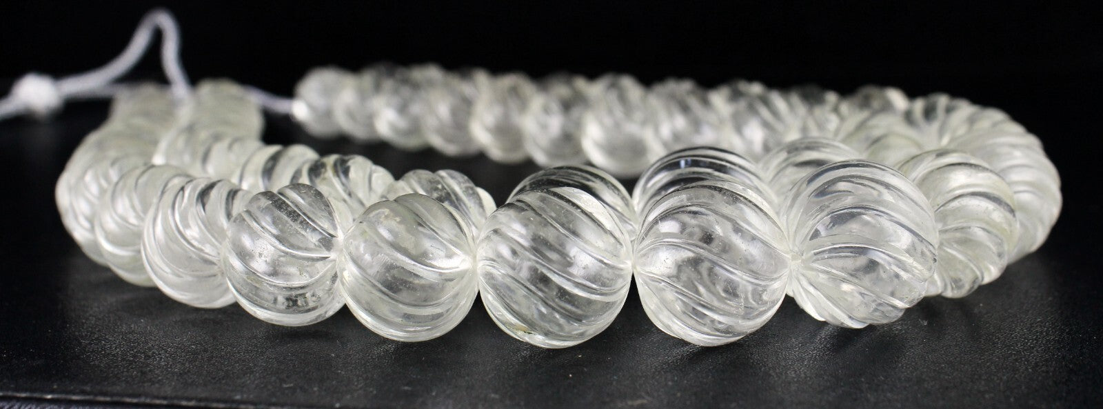 Certified Natural Rock Crystal Quartz Carved Beads Necklace 2049 Ct Rare Gem