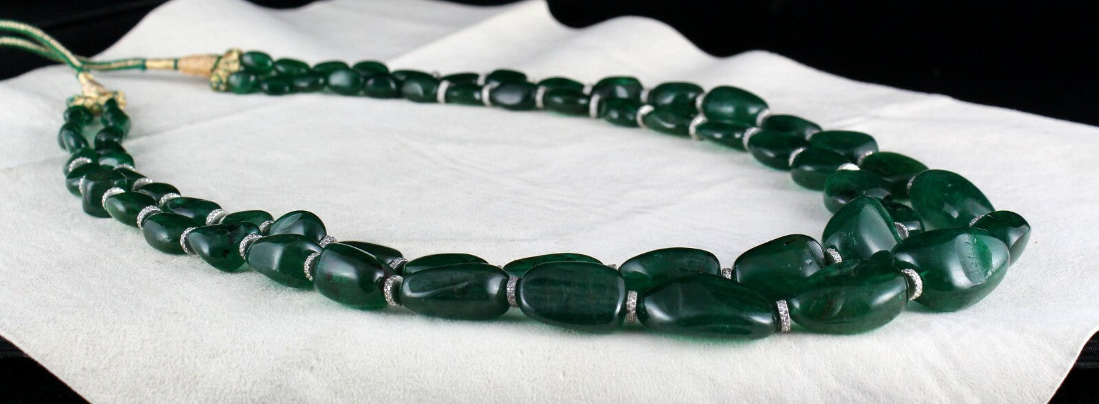 Certified Classic Natural Emerald Cabochon Beads 892 Ct Gemstone Necklace