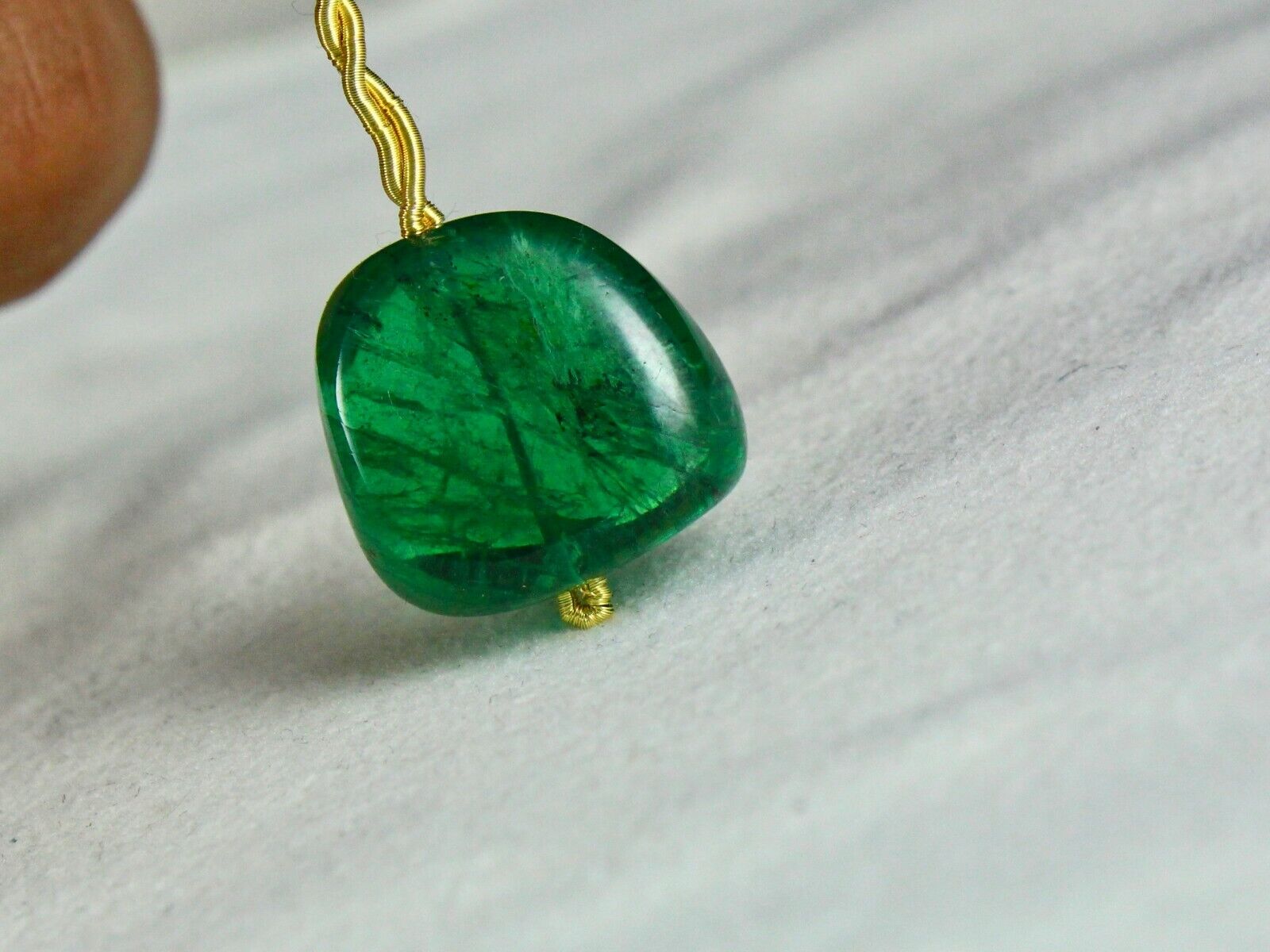 Certified Natural Zambia Emerald Bead 28.70 Ct Drilled Cabochon Gemstone Pendant