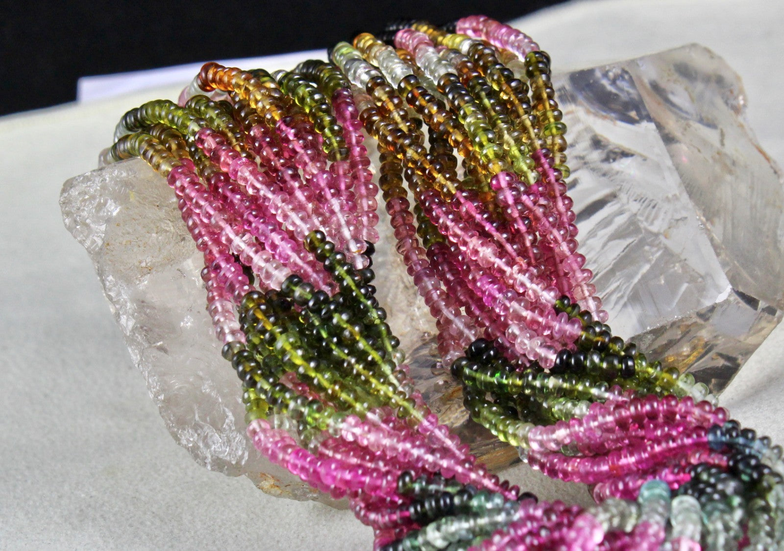 Certified Natural Multi Tourmaline 568 Ct Sterling Silver Round Gem Necklace