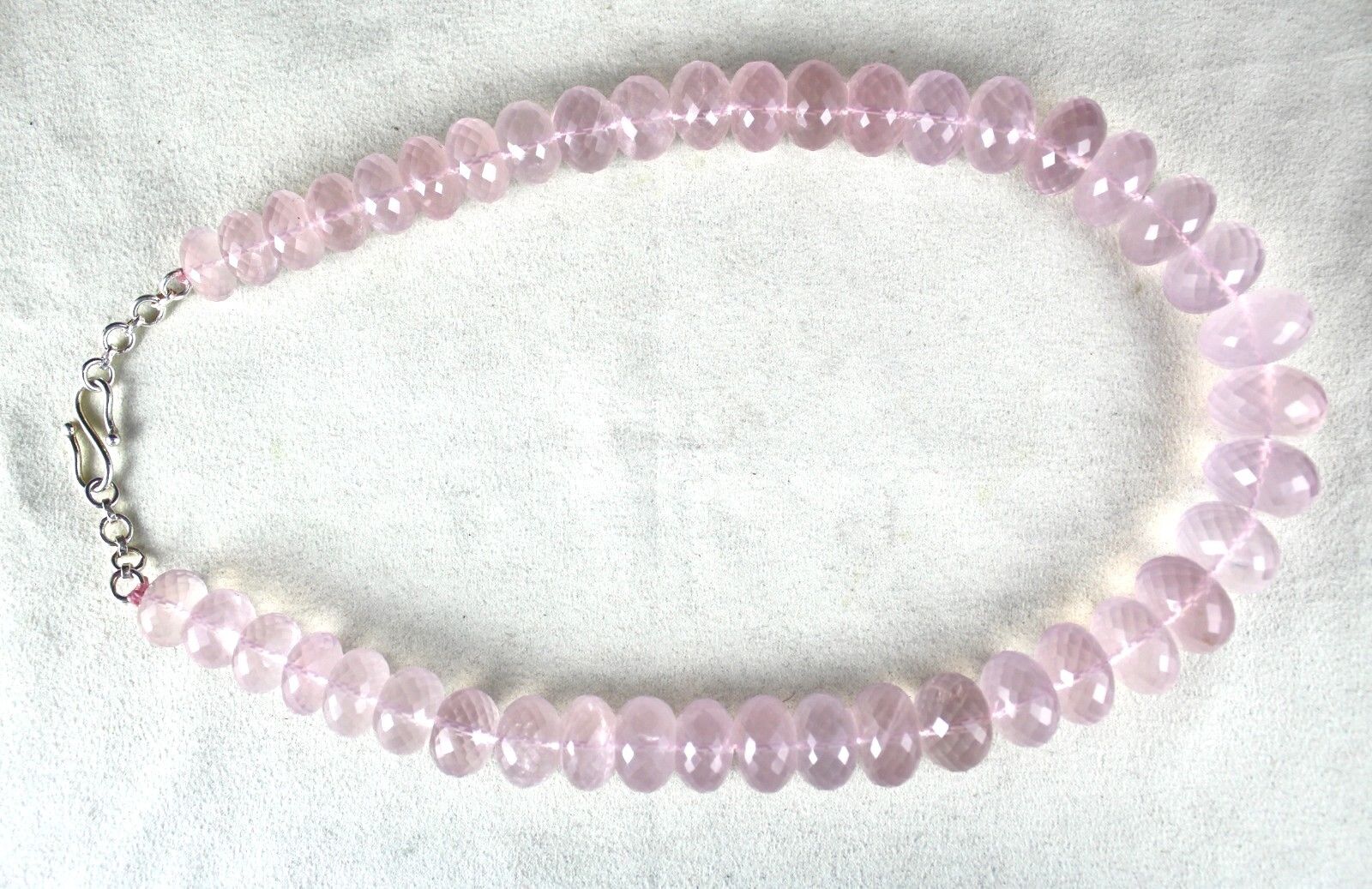 Natural Rose Quartz Beads Faceted 1125 Ct Pink Gemstone Silver Fashion Necklace