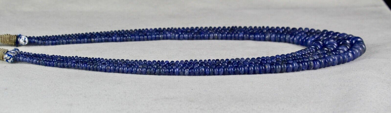 OLD BURMA NATURAL BLUE SAPPHIRE BEADS ROUND 4 LINE 477 CARATS GEMSTONE NECKLACE