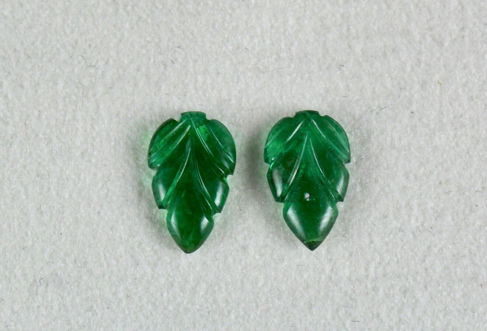 ZAMBIA NATURAL EMERALD CARVED LEAVES PAIR 2.88 CARATS GEMSTONE FOR EARRING