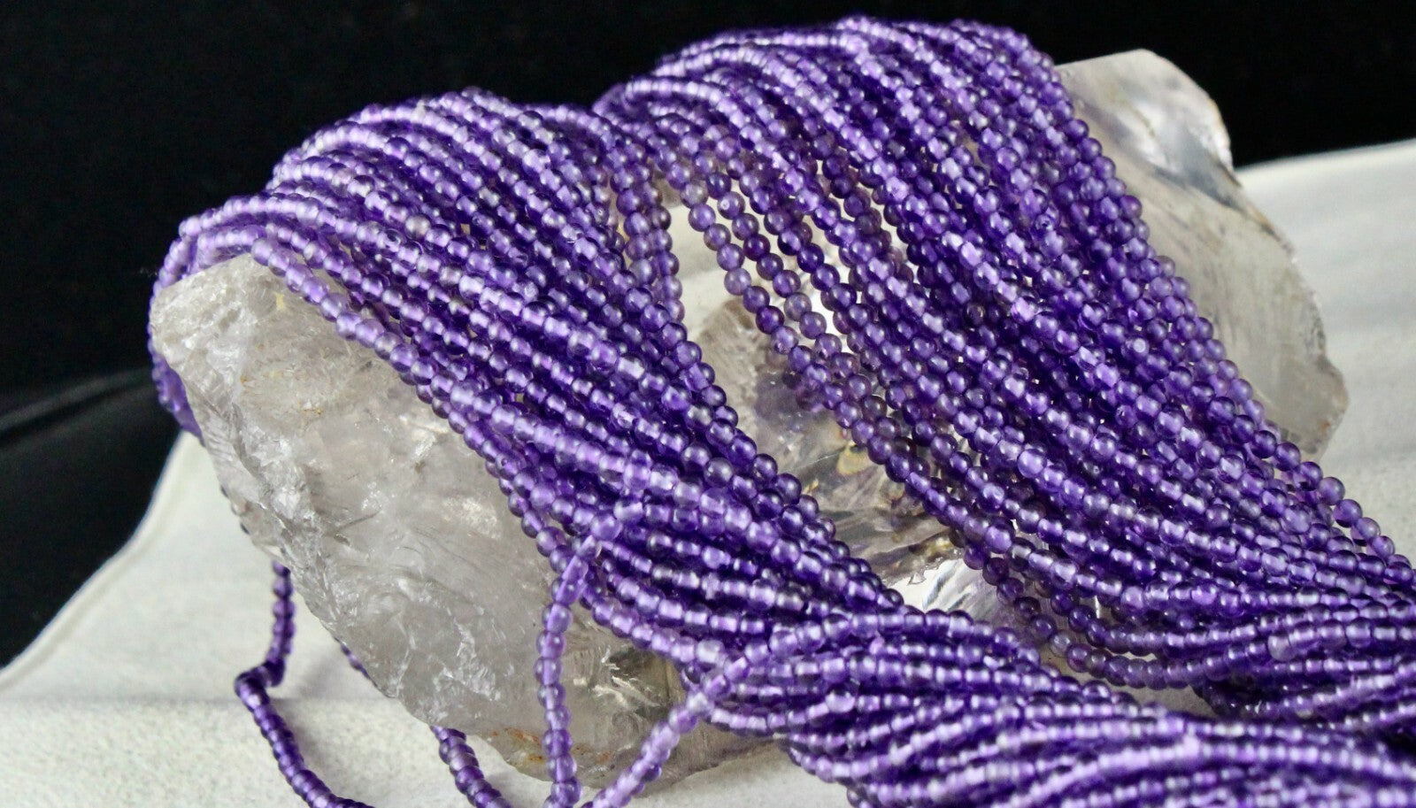 Certified Natural Amethyst 738 Ct Beads Round Sterling Silver Fashion Necklace