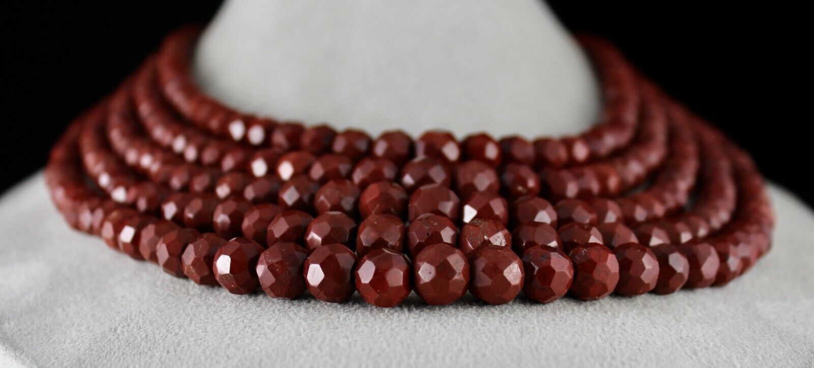 NATURAL RED JASPER BEADS ROUND 5 LINE 1478 CARATS SEMIPRECIOUS GEMSTONE NECKLACE