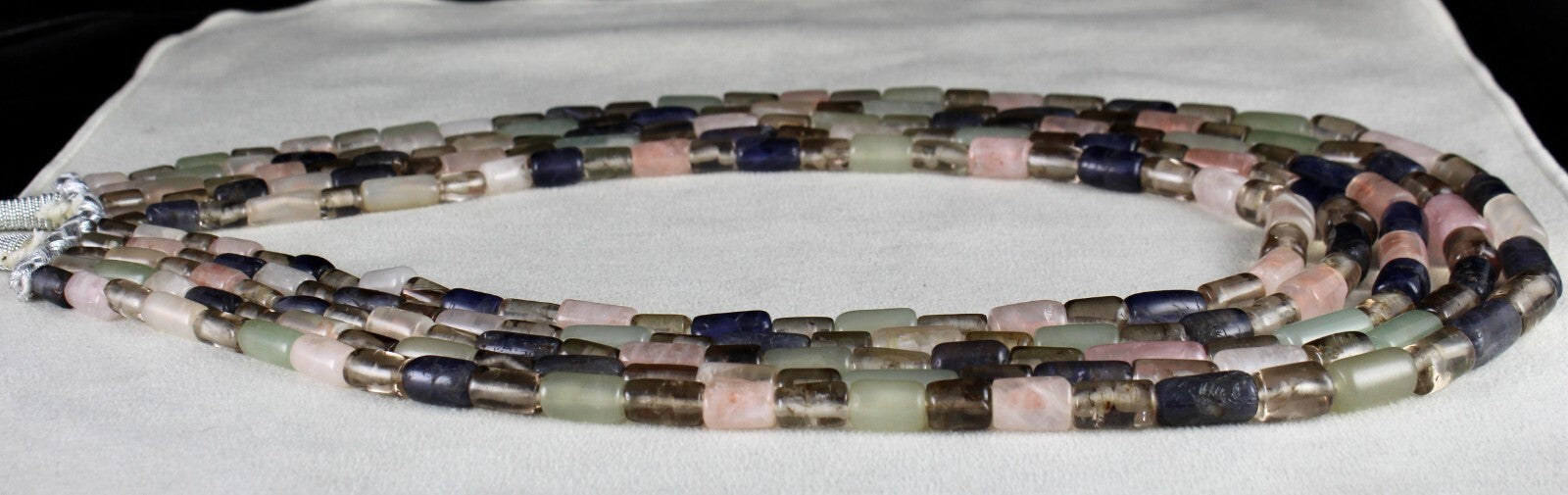 Multi Natural Semi Precious Tube Beads Gemstone Necklace 5 L 1189 Ct
