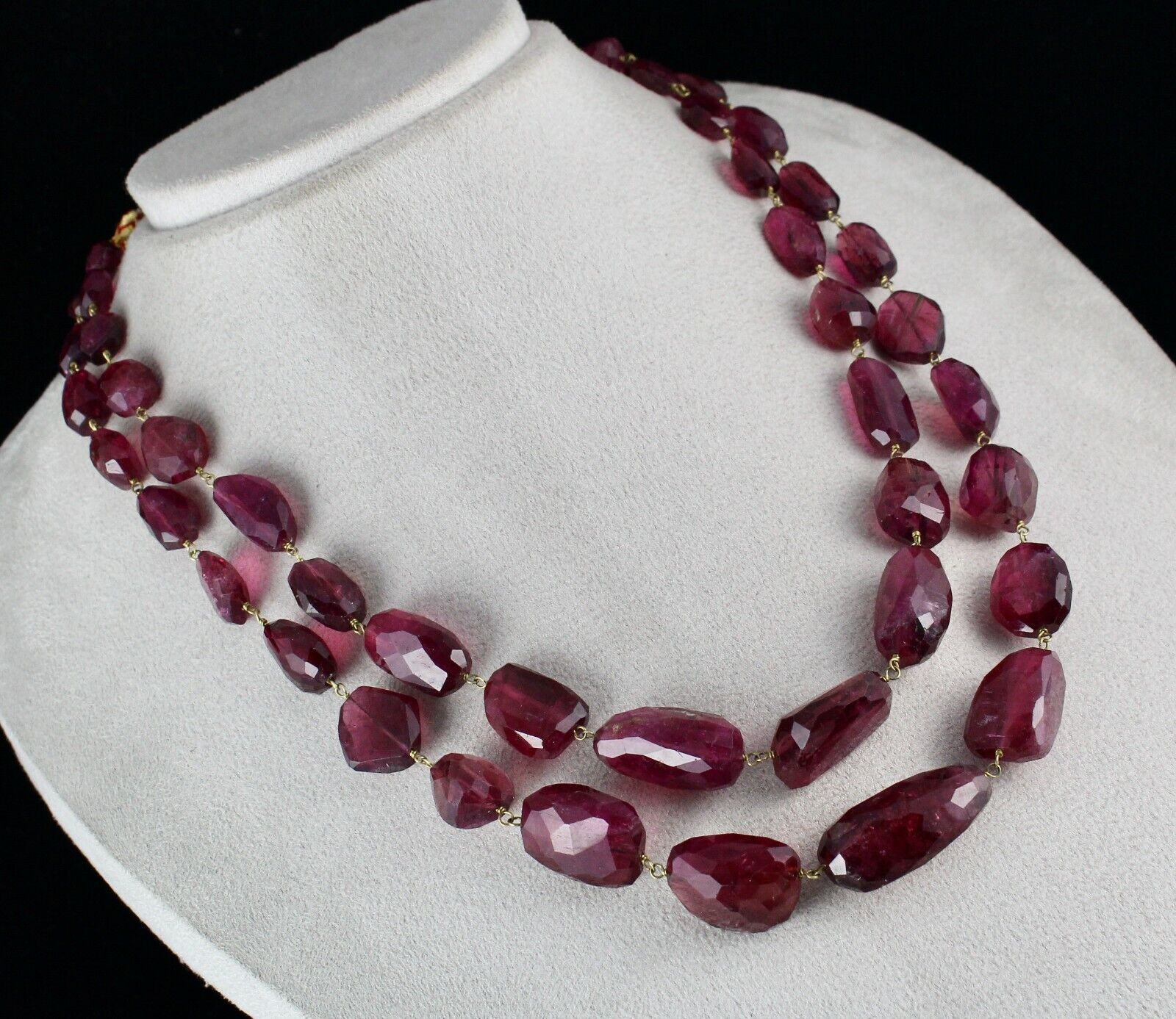 NATURAL PINK TOURMALINE RUBELLITE BEADS CABOCHON 2 L 669 CTS GEMSTONE NECKLACE