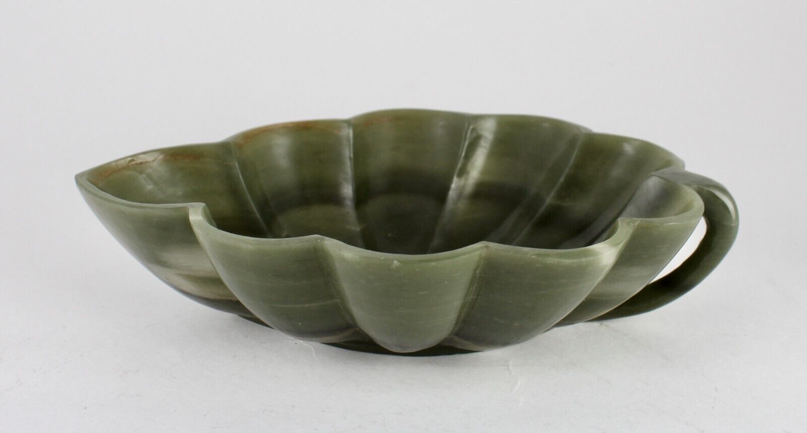 Natural Green Agate Carved Leaf 1665 Ct Big Gemstone Bowl For Home Decor