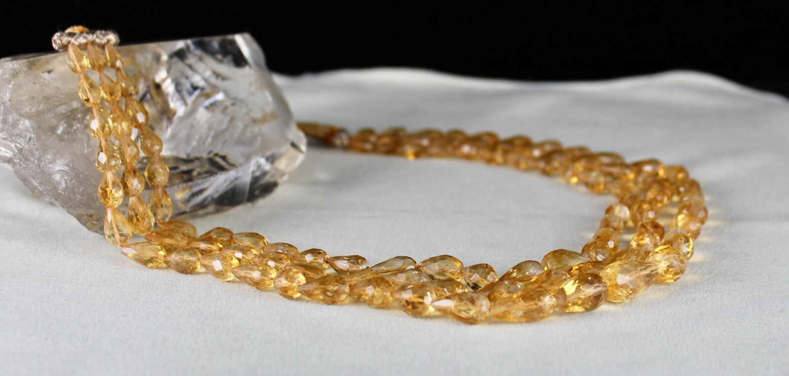 Natural Citrine Beads Faceted Tear Drops 442 Ct Fashion Necklace Set