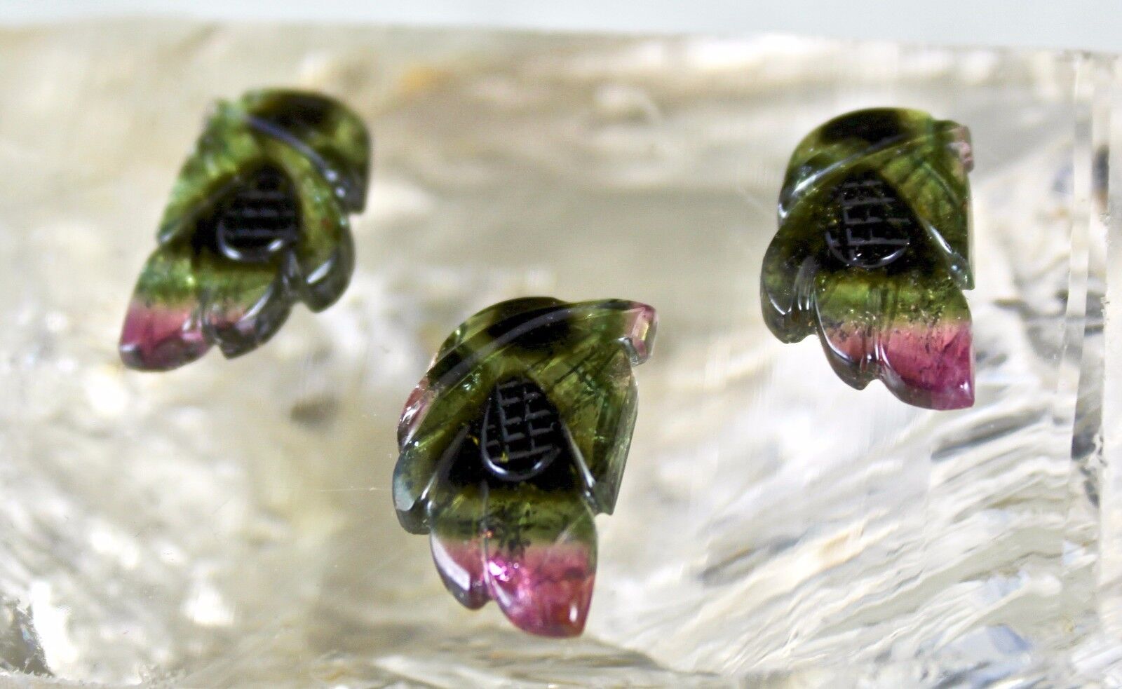 NATURAL MULTI TOURMALINE CARVED 3 PCS 28.26 CARATS GEMSTONE FOR DESIGNING