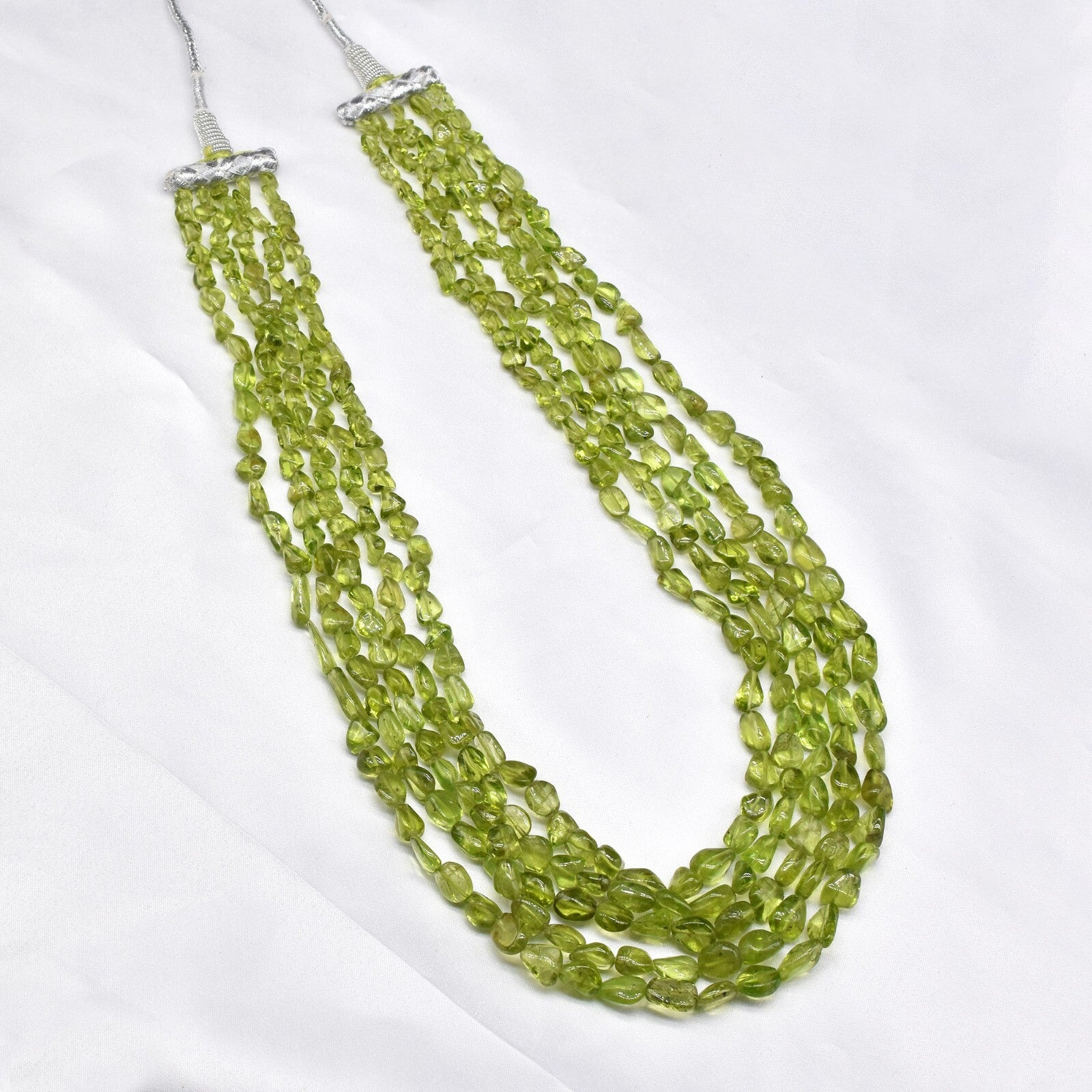 Certified Natural Peridot Necklace 643 Ct Beads Tumble Gemstone Gift For Women