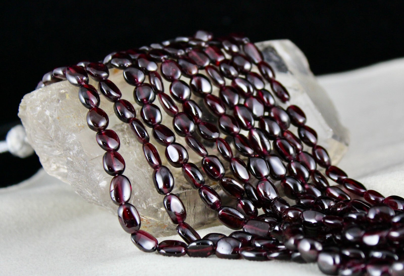 Natural Red Garnet 860ct Beaded 5 Line Long Fashion Necklace For Women