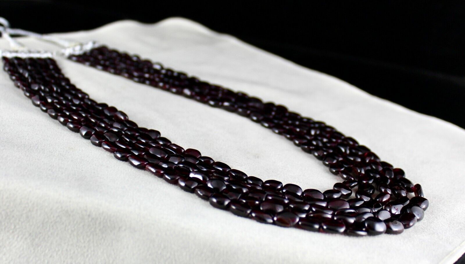 NATURAL RED GARNET BEADS LONG 5 LINE 860 CARATS GEMSTONE BEADED FASHION NECKLACE