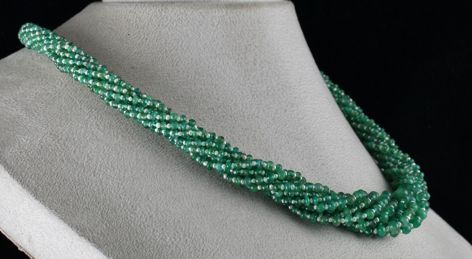 Certified Natural Zambian Emerald 371ct Pearl Beads Round 10 Line Necklace