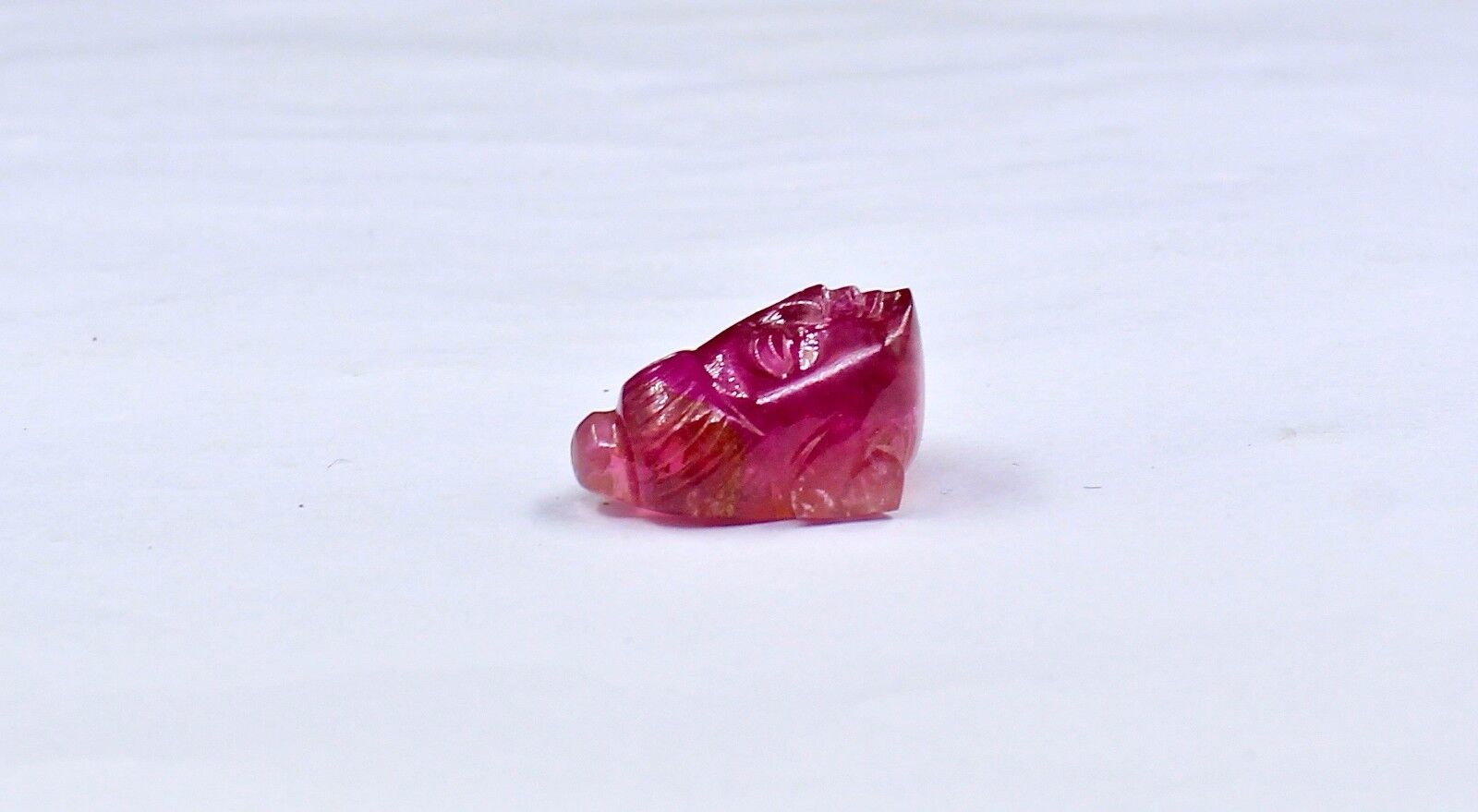 15X10MM NATURAL PINK TOURMALINE CARVED BUDDHA 9.15 CTS GEMSTONE FOR RING PENDANT