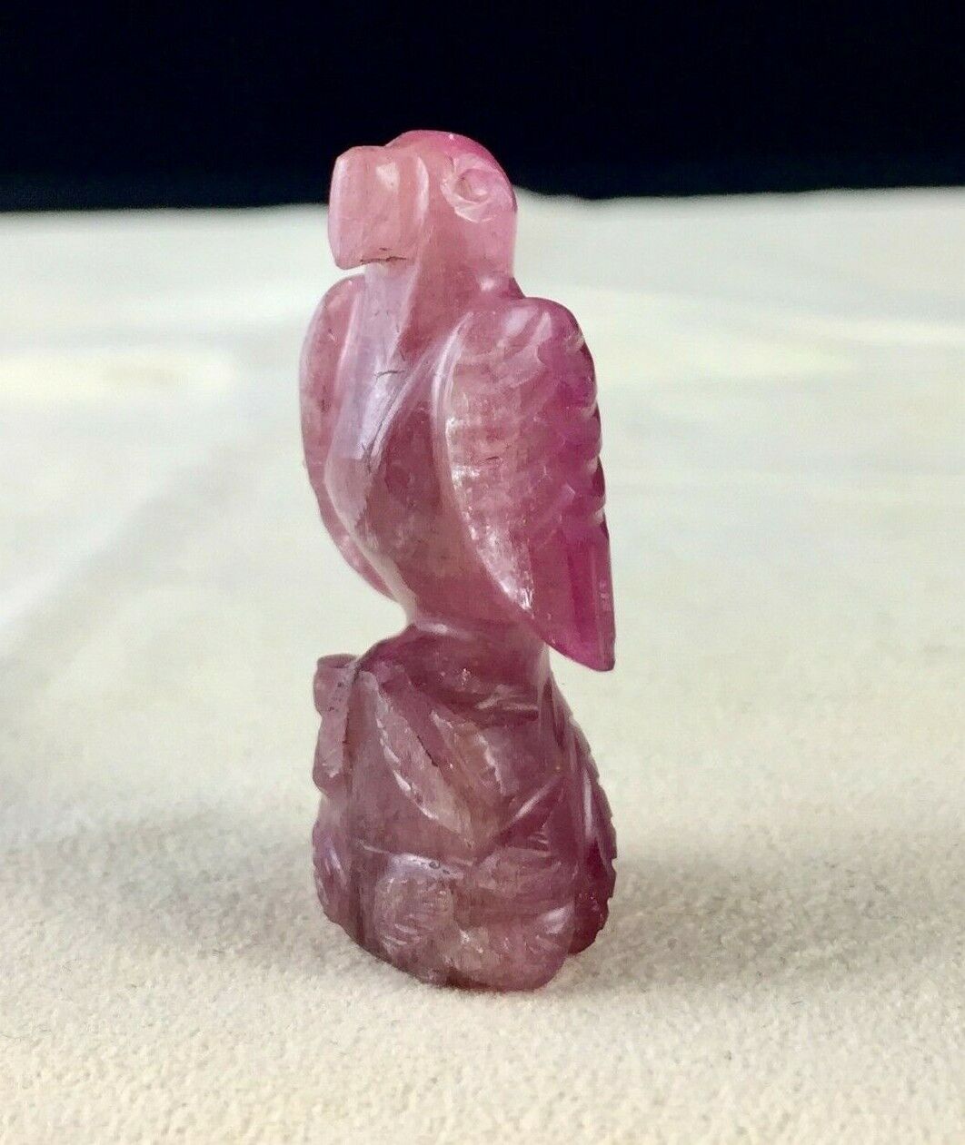 NATURAL MULTI PINKISH TOURMALINE BIRD CARVED 52.26 CARATS OLD GEMSTONE PENDANT