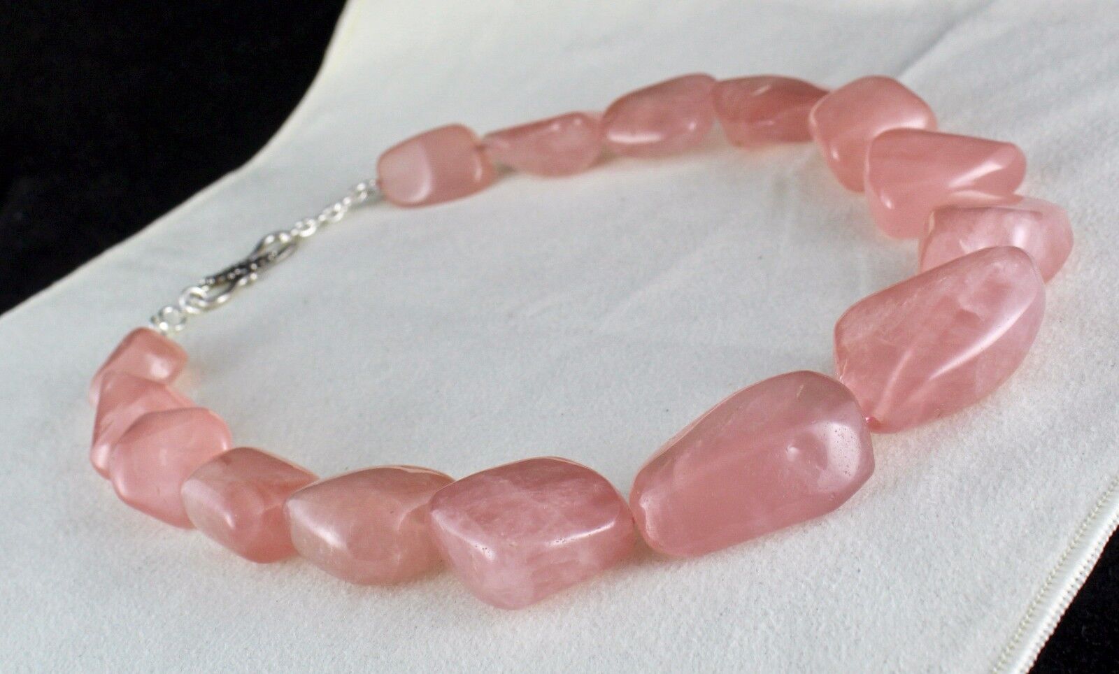 NATURAL ROSE QUARTZ TUMBLE CABOCHON BEADS 1 LINE 1280 CARATS GEMSTONE NECKLACE