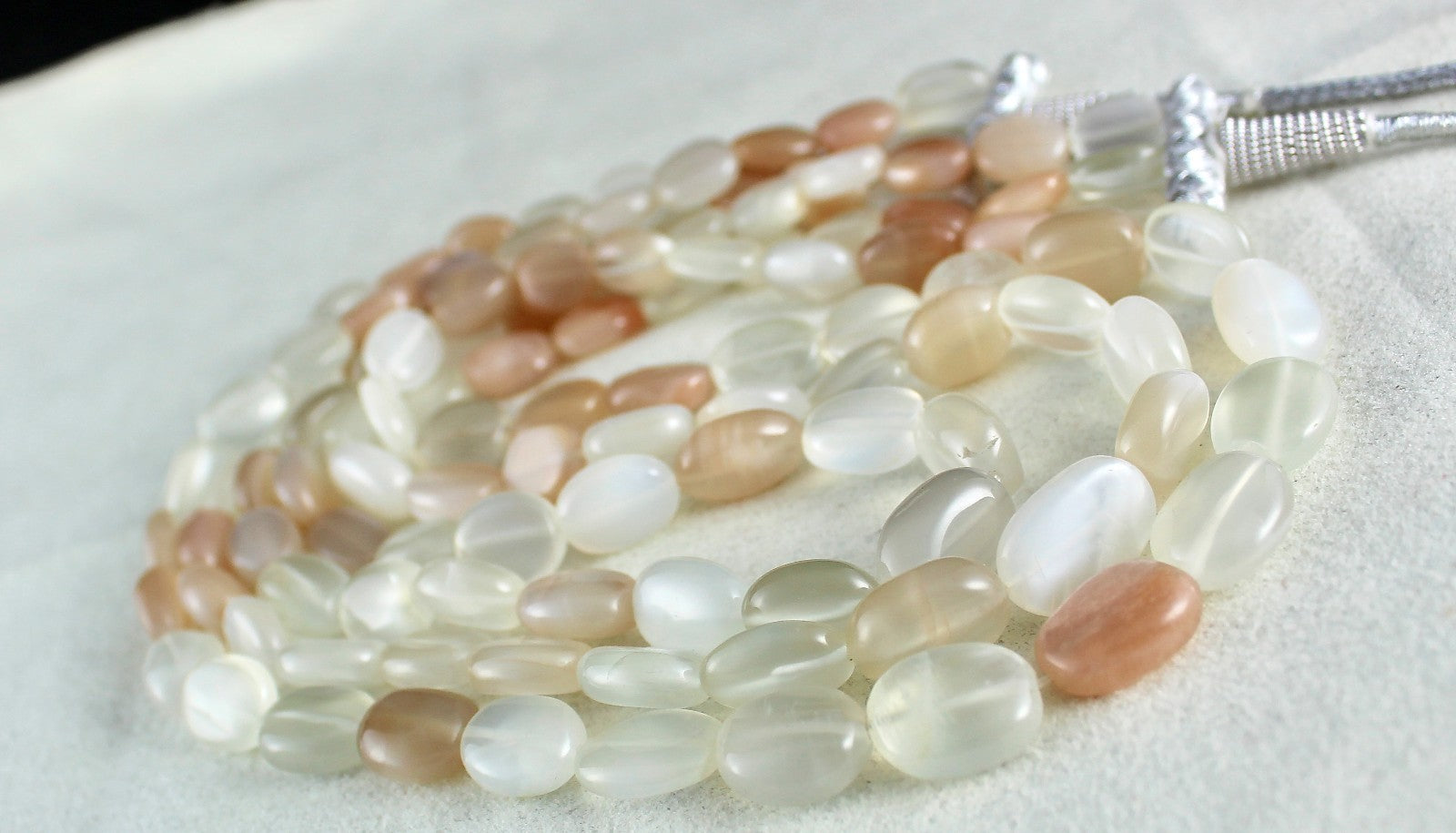 Natural Multi Colour Moonstone 558 Ct Beads Long Gemstone Fashion Necklace