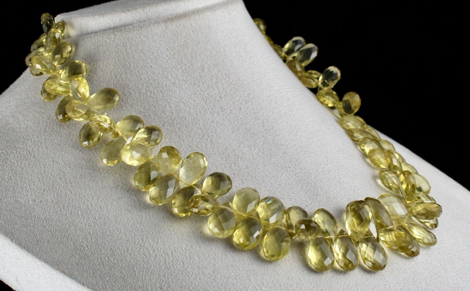 NATURAL LEMON QUARTZ BEADS 1 LINE 665 CARATS TEAR DROPS GEMSTONE FINEST NECKLACE