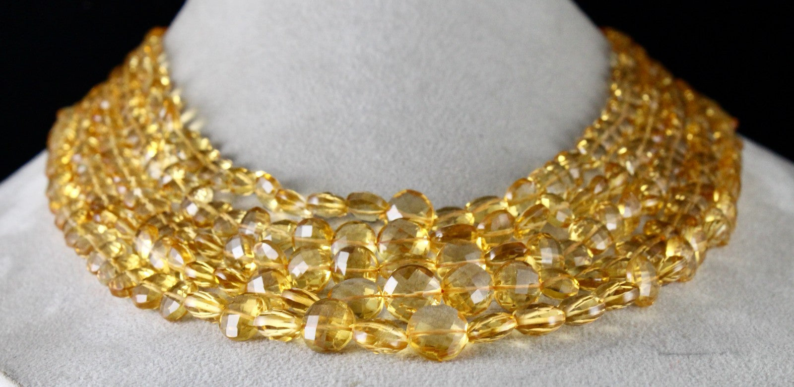 Certified Natural Yellow Citrine 752 Ct Faceted Coin Beads Necklace Women