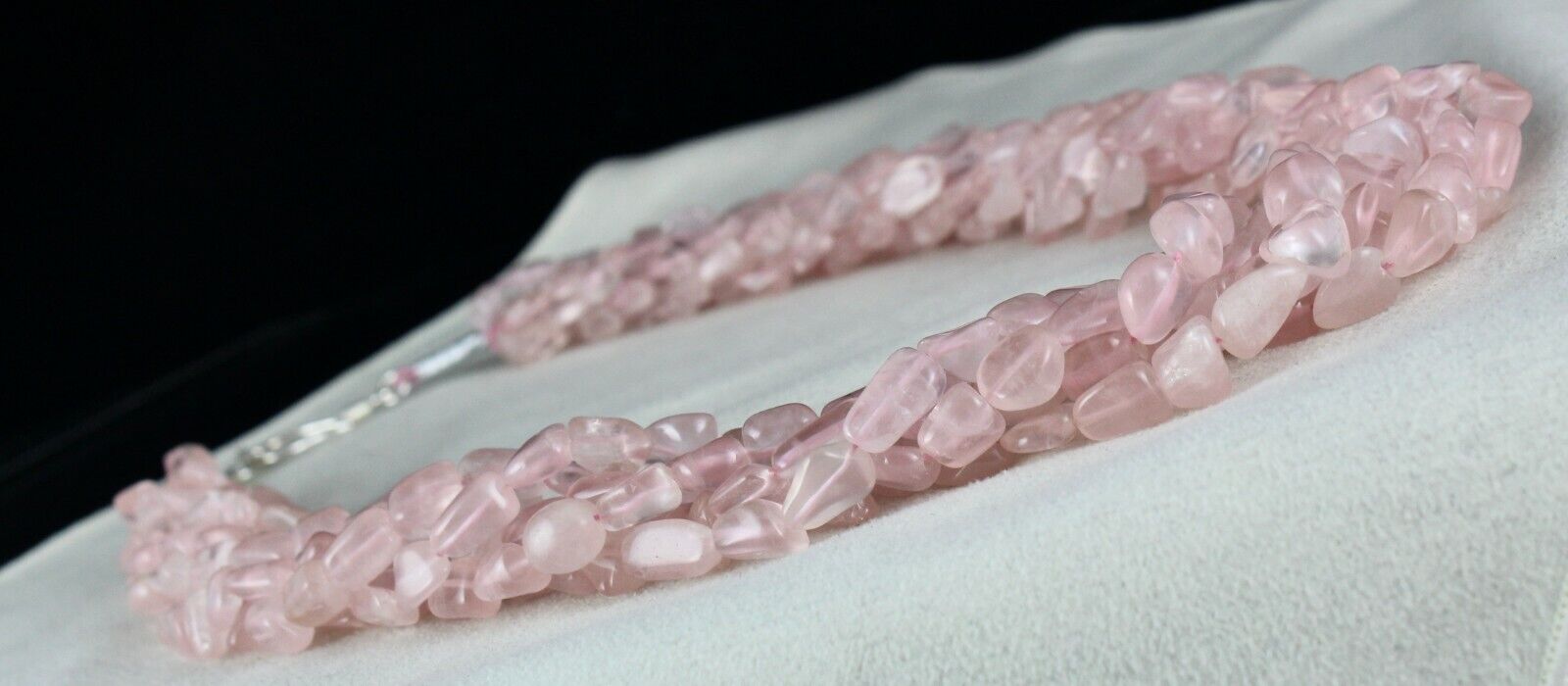 Natural Rose Quartz Beaded Necklace 6L 897 Carats Long Cabochon Gemstone Strings