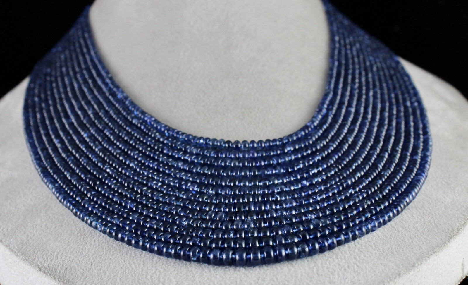 Certified Natural Blue Sapphire Beads Necklace, 13 L 906 Ct Burma Gemstone
