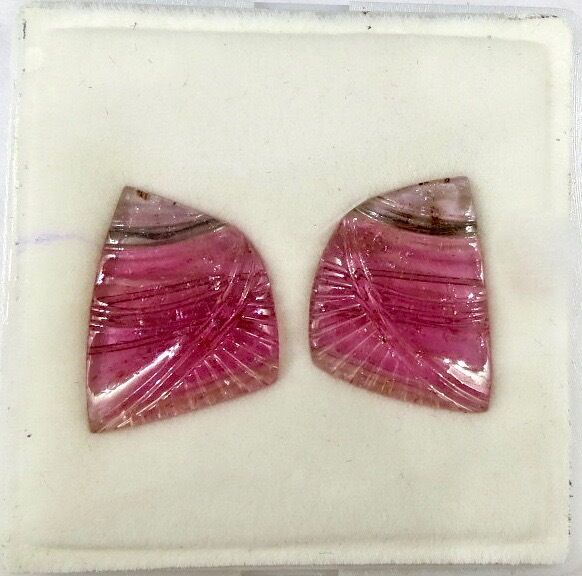 NATURAL MULTI COLOUR TOURMALINE CARVED 15.93 CARATS GEMSTONE FOR EARRING