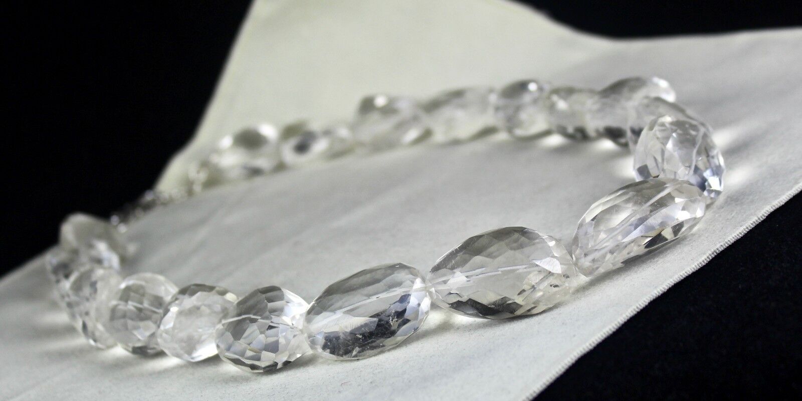 NATURAL WHITE ROCK CRYSTAL QUARTZ BEADS FACETED NUGGET BIG 1 L 2129 CTS NECKLACE