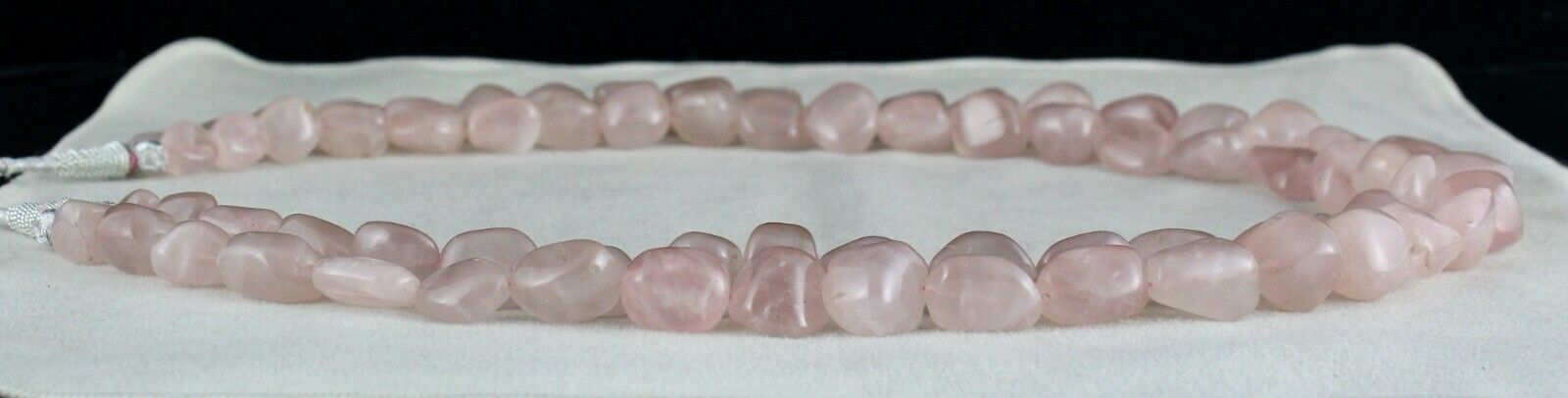 Natural Rose Quartz Beaded Necklace 2 Line 1109 Carats Nuggets Gemstone Strings