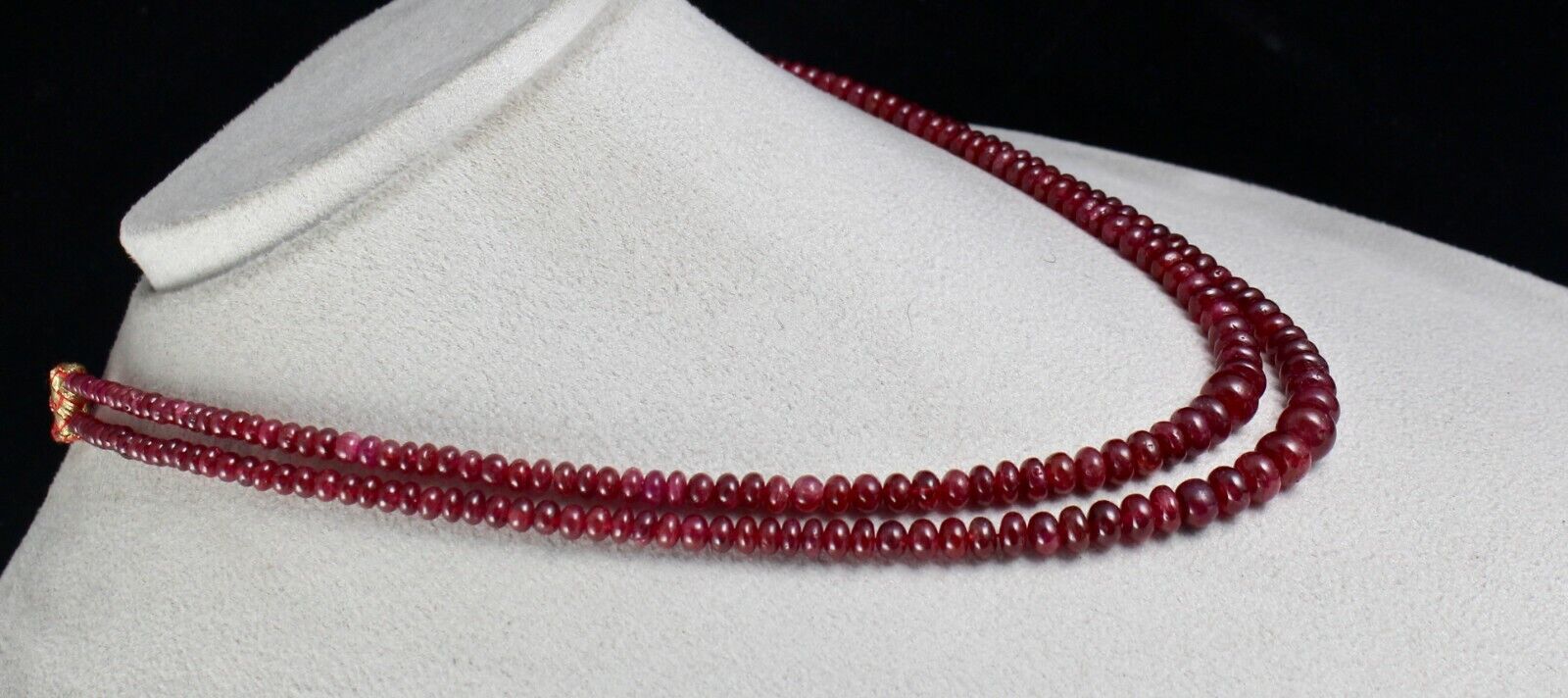 NATURAL UNTREATED RUBY BEADS ROUND 2 LINE 236 CTS PRECIOUS GEMSTONE NECKLACE