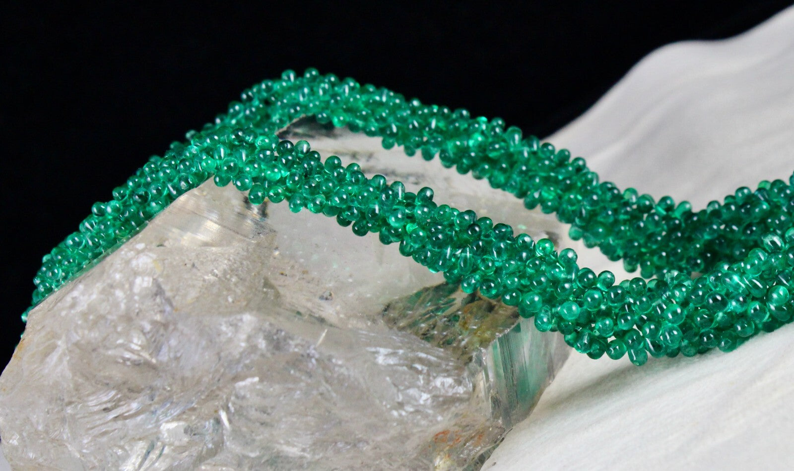 Certified Natural Zambia Emerald Teardrop 280 Ct Drilled Bead 18k Gold Necklace