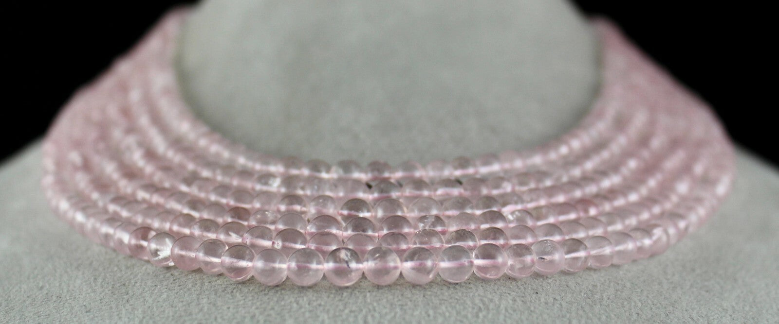 Natural Rose Quartz Beaded Necklace 775 Ct Round Ladies Gemstone 6 L