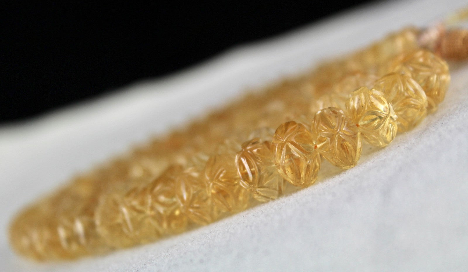 Vintage Natural Yellow Citrine 565 Ct Engraved Beads Gemstone Necklace Certified