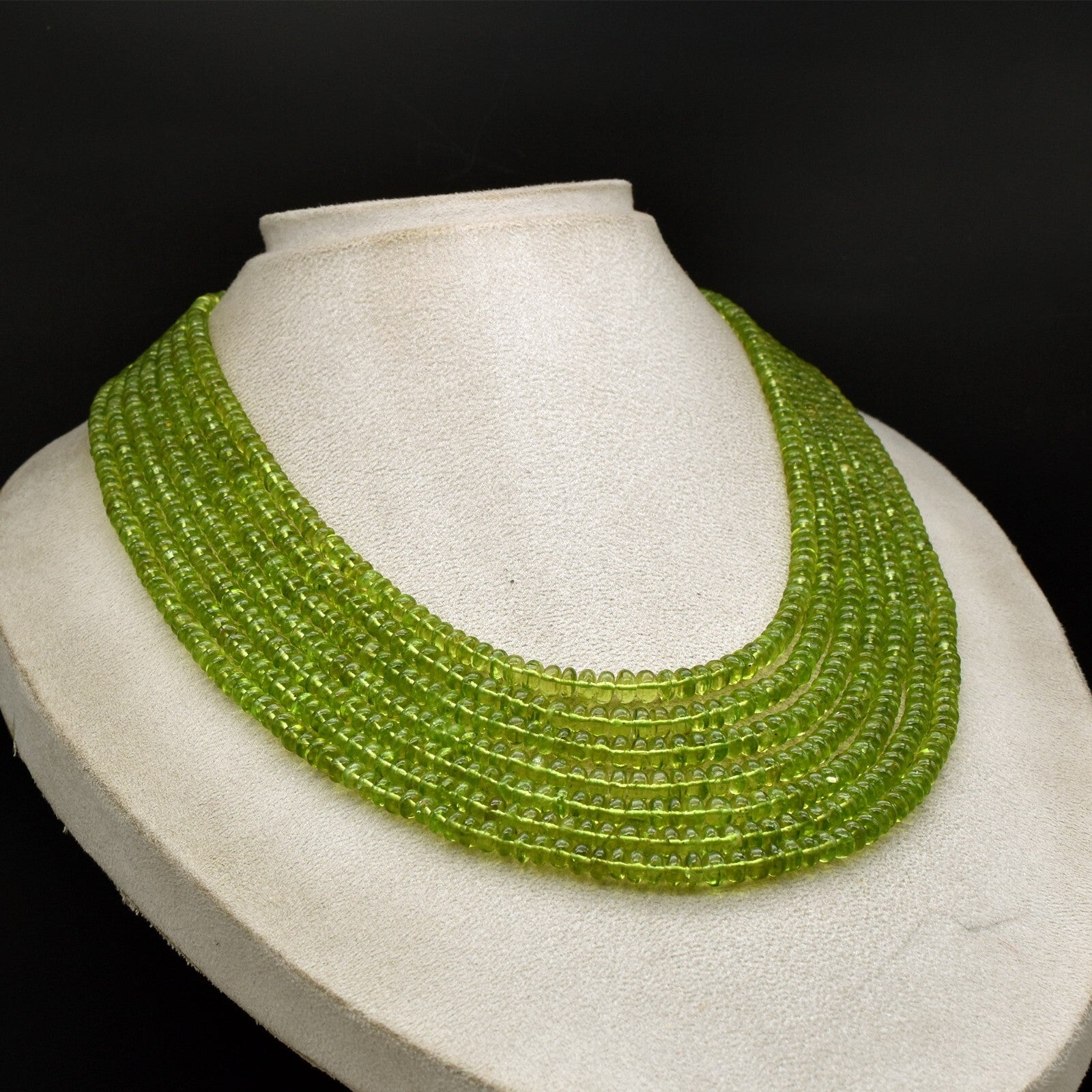 Certified Natural Peridot 965 Ct Round Beads Green Gemstone Necklace