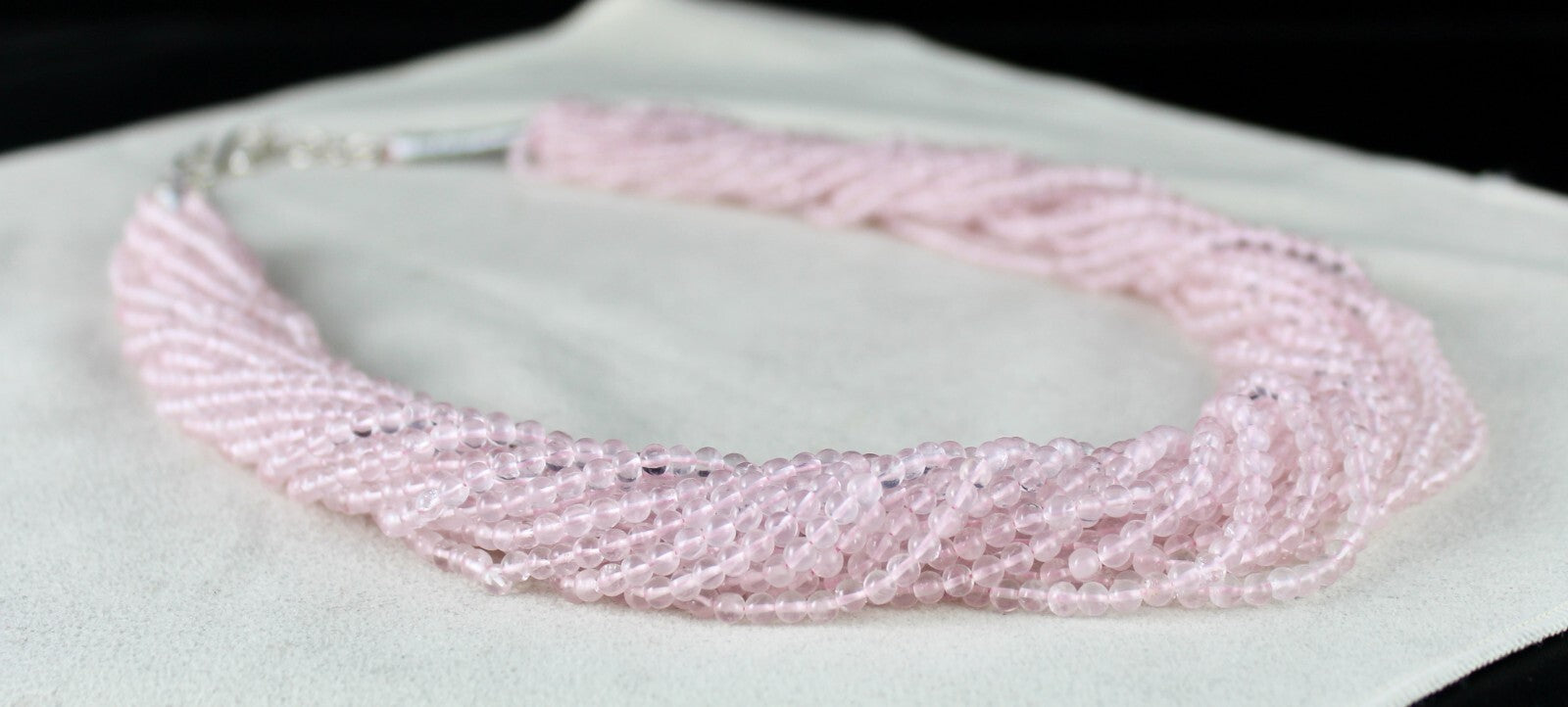 Natural Pink Rose Quartz 801 Ct Round Beads Semi-precious Necklace 17 Line