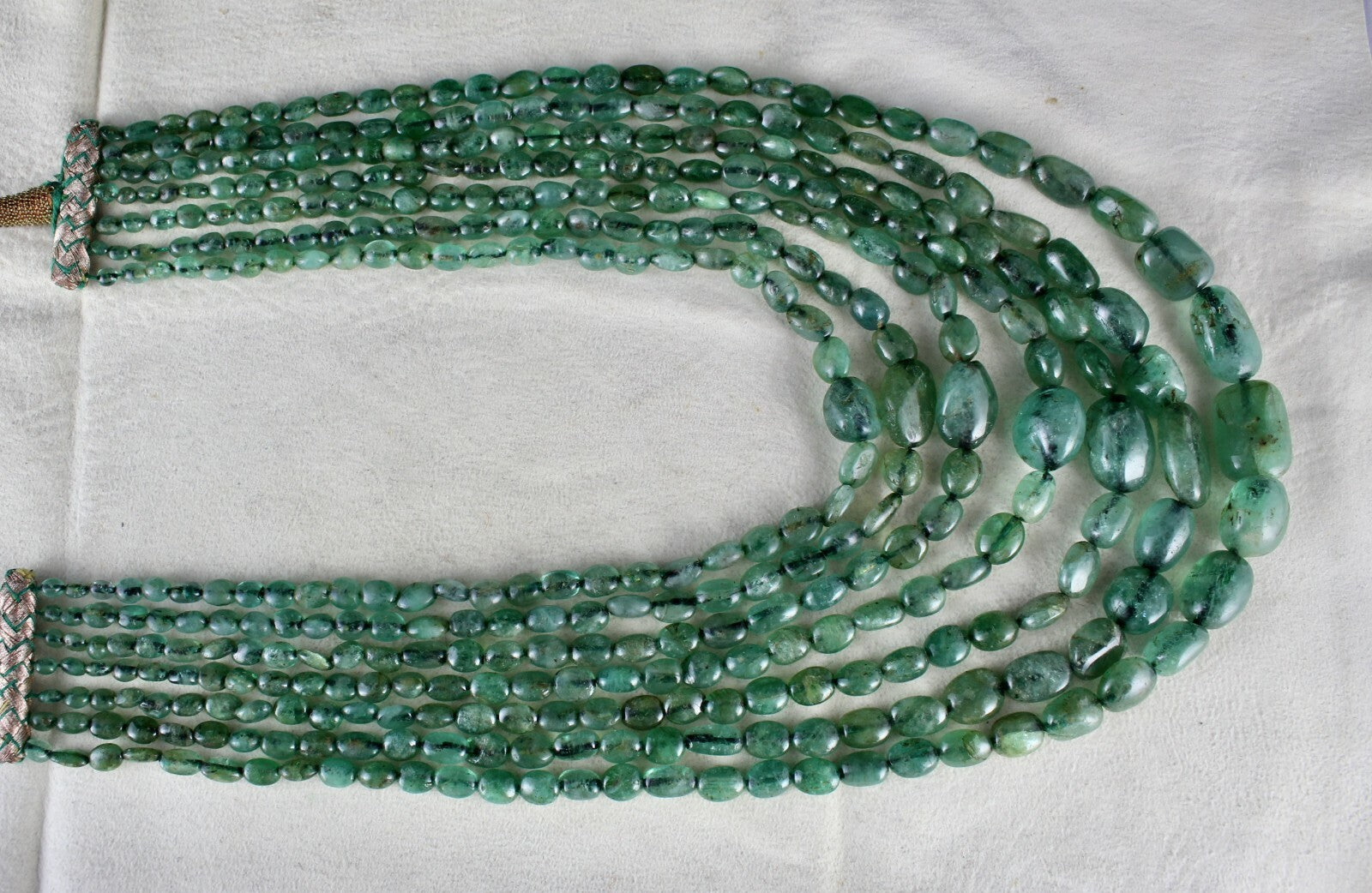 Certified Vintage Natural Emerald Beads 735 Ct Cabochon Old Gemstone Necklace