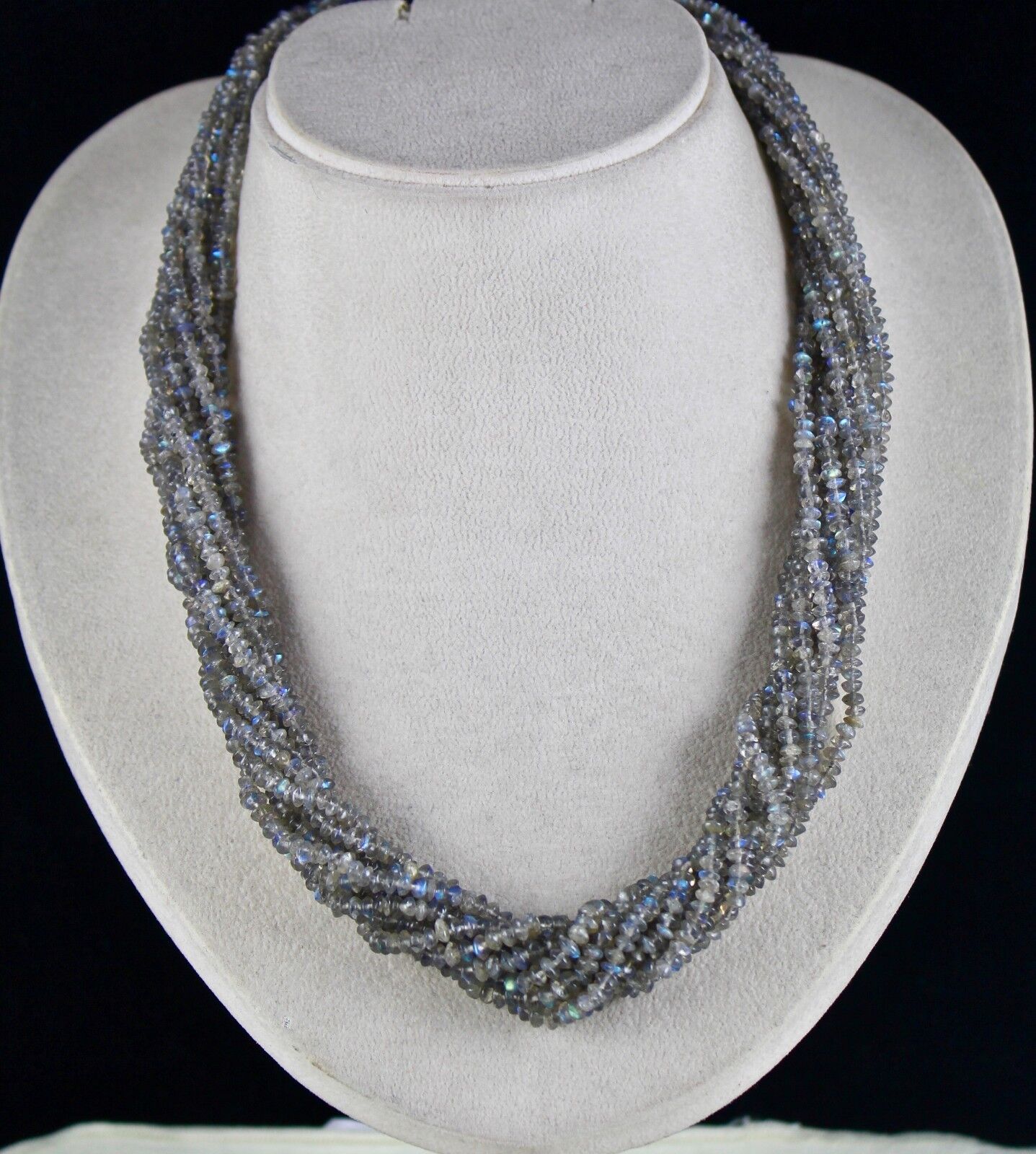 Natural Labradorite Beads Round 10 L 540 Ct Gemstone Silver Fashion Necklace