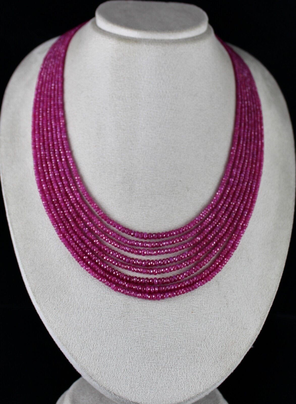 NATURAL HEATED BURMA RUBY FACETED BEADS 8 LINE 573 CARATS GEMSTONE NECKLACE