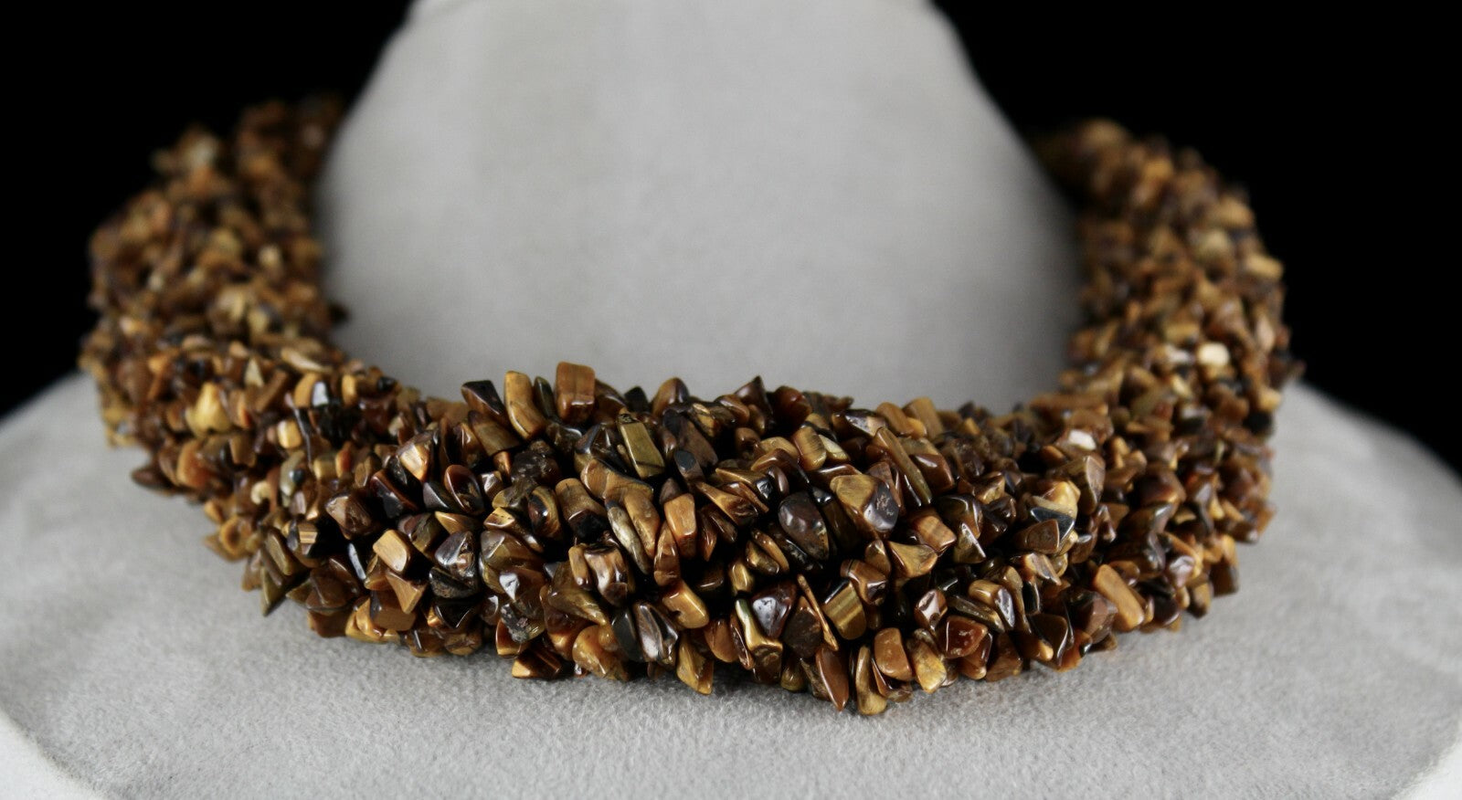 Natural Tiger Eye Beads 2189ct Sterling Silver Necklace Uncut Gemstone