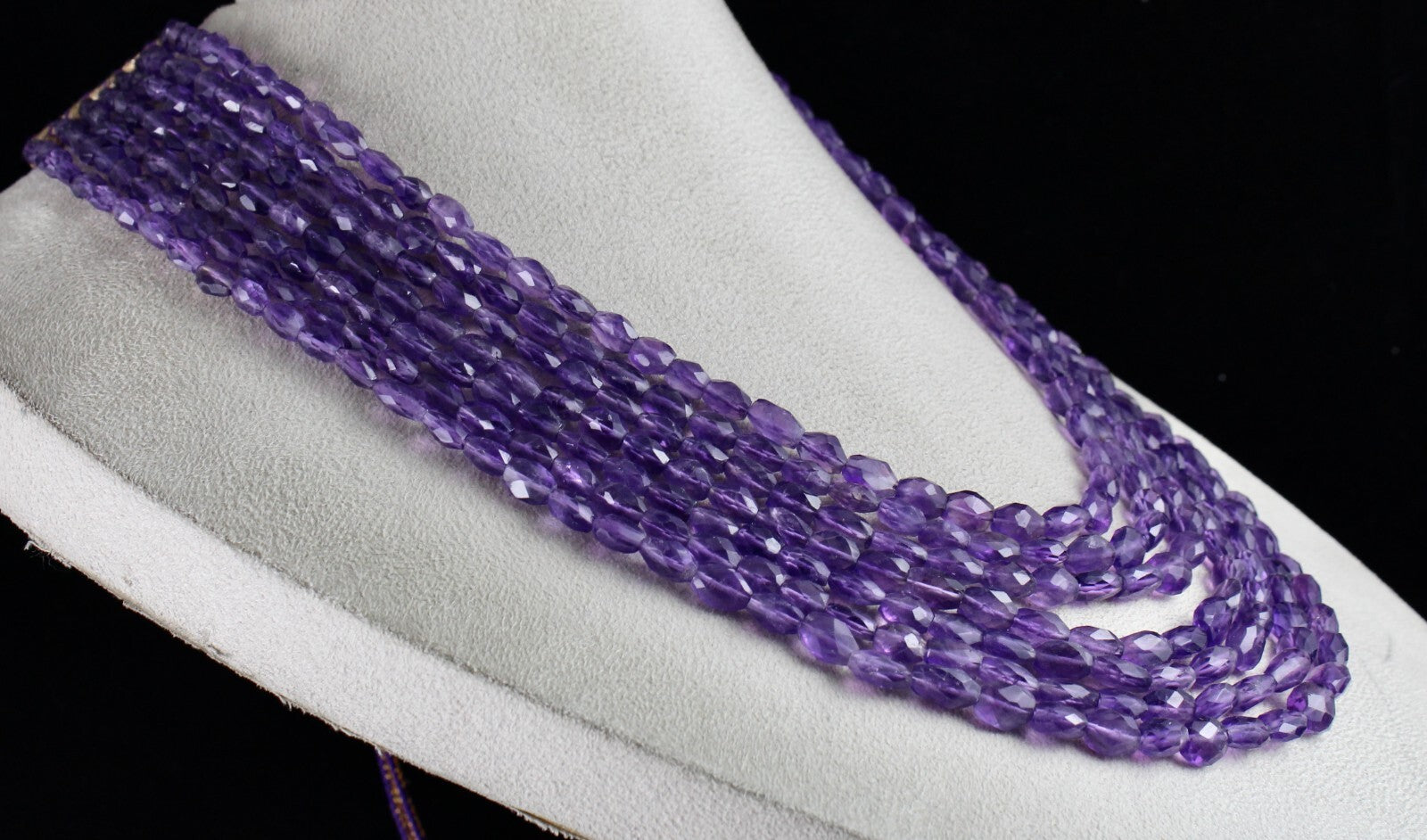 Natural Amethyst Faceted Beads Necklace 817 Ct Long 7" Purple Gemstone